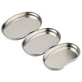 thumbnail image 1 of 3pcs Stainless Steel Curved Storage Plates Flat Trays Medical Plates (Silver), 1 of 8