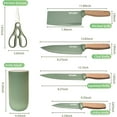 thumbnail image 6 of Knife Set, 6 Pieces Professional Kitchen Knife Set with Universal Knife Block, Super Sharp Knife Set with Ergonomic Handle Non-stick Stainless Steel Knife Block Set (Green), 6 of 7