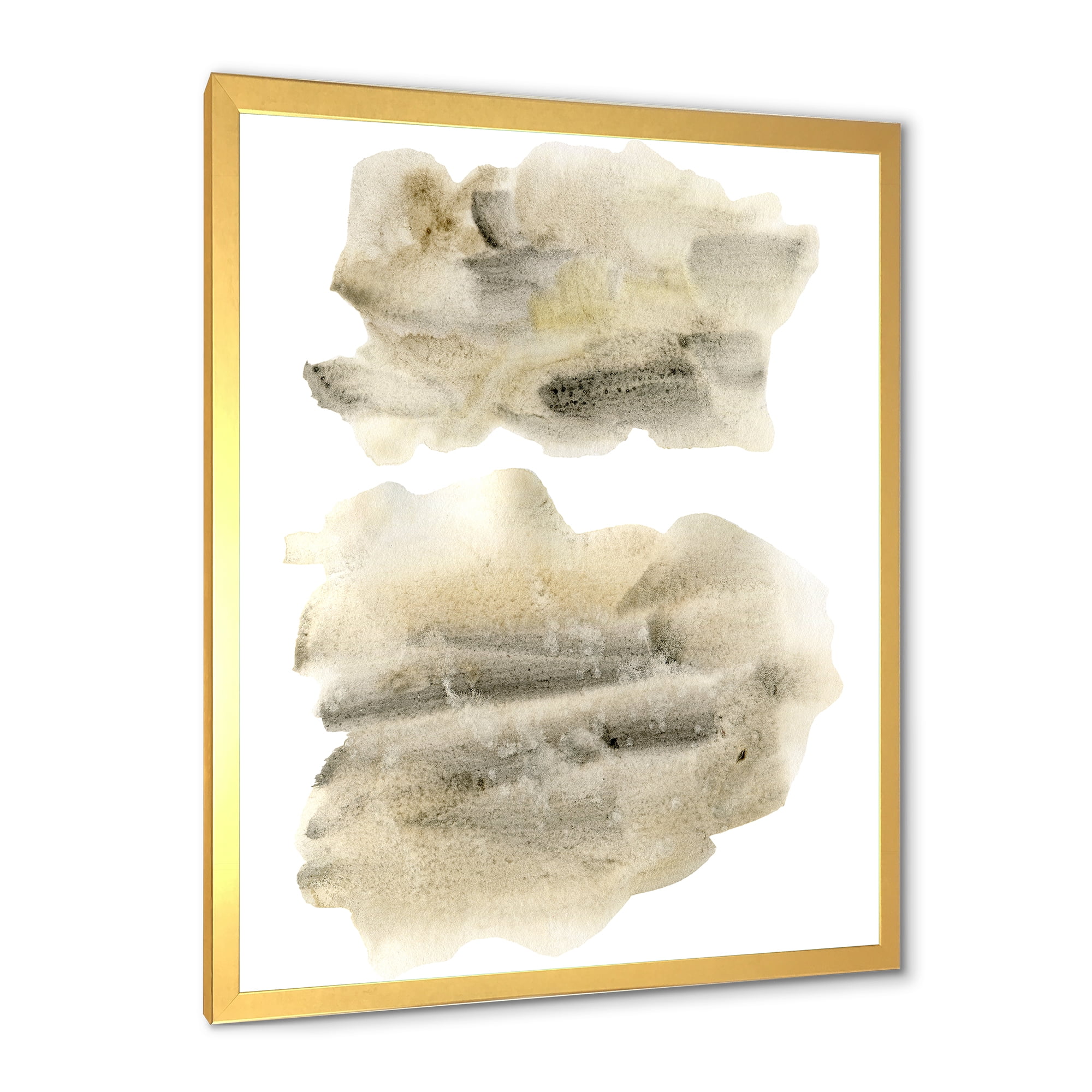 Designart 'Beige and Black Clouds' Modern Framed Art Print