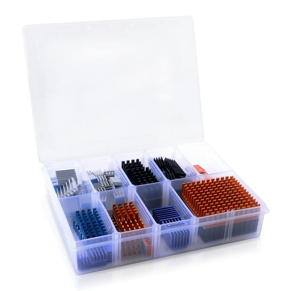 52Pi 102pcs Heatsink Kit with Conductive Adhesive Tape, Cooler Heat Sink Cooling Raspberry Pi VRM VRAM CPU GPU VGA Small IC Laptop LED MOSFET Transistor SCR Voltage Regulator