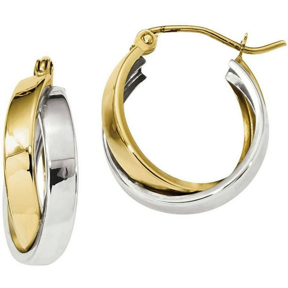 Primal Gold 10 Karat Yellow and White Gold Double Hoop Earrings