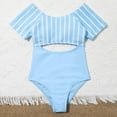 thumbnail image 3 of URMAGIC Girl's One Piece Striped Swimsuit Cute Cut Out Bathing Suit Swimwear 7-14 Years, 3 of 4