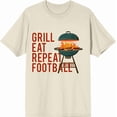 thumbnail image 3 of Grill, Eat, Repeat, Football Adult Natural Crew Neck Short Sleeve Tee-Medium, 3 of 4