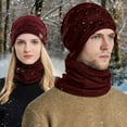 thumbnail image 2 of GPOECD Men and Women Winter Warm Knit Winter Scarf and Hat Two Piece Set Couples Cozy Accessories for Cold Weather Z01_,One Size, 2 of 9