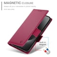 thumbnail image 3 of Compatible with iPhone 16 Pro Wallet Case, Classic PU Leather Flip Folio Case with Card Holders Kickstand [Shockproof TPU Inner Shell] Phone Cover for iPhone 16 Pro, Winered, 3 of 7