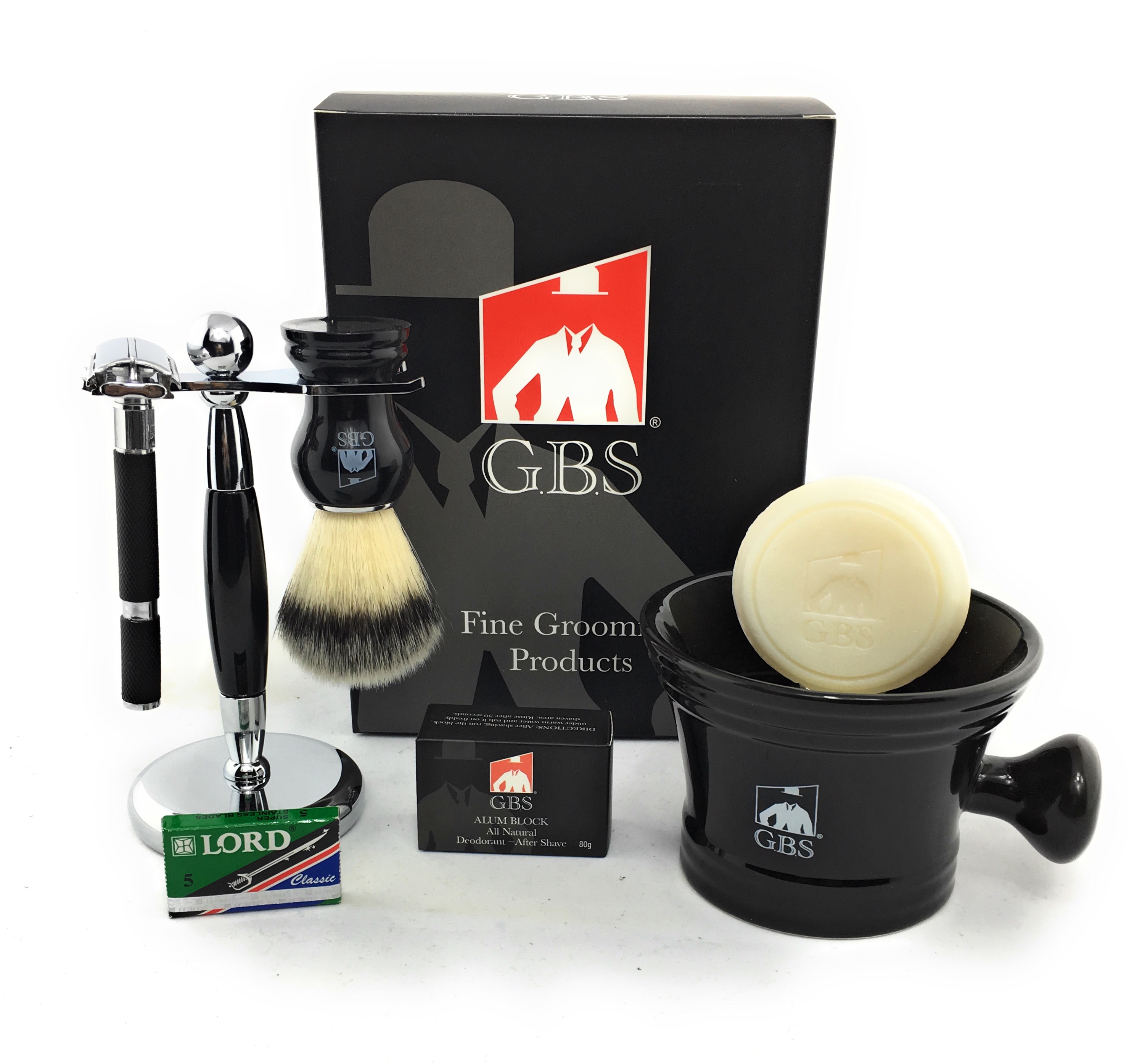 Men's Double Edge Razor Shaving Set 5 PC Black Rubber Coated Safety