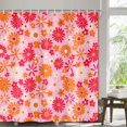 thumbnail image 3 of Retro Flower Hot Pink Shower Curtain Cute Vintage 72s Groovy Floral Bathroom Accessories, Boho Hippie Funky Chic Bathtub Curtain with Colorful Flowers Modern Artistic Fabric Bathroom Decor Set 72X72IN, 3 of 5