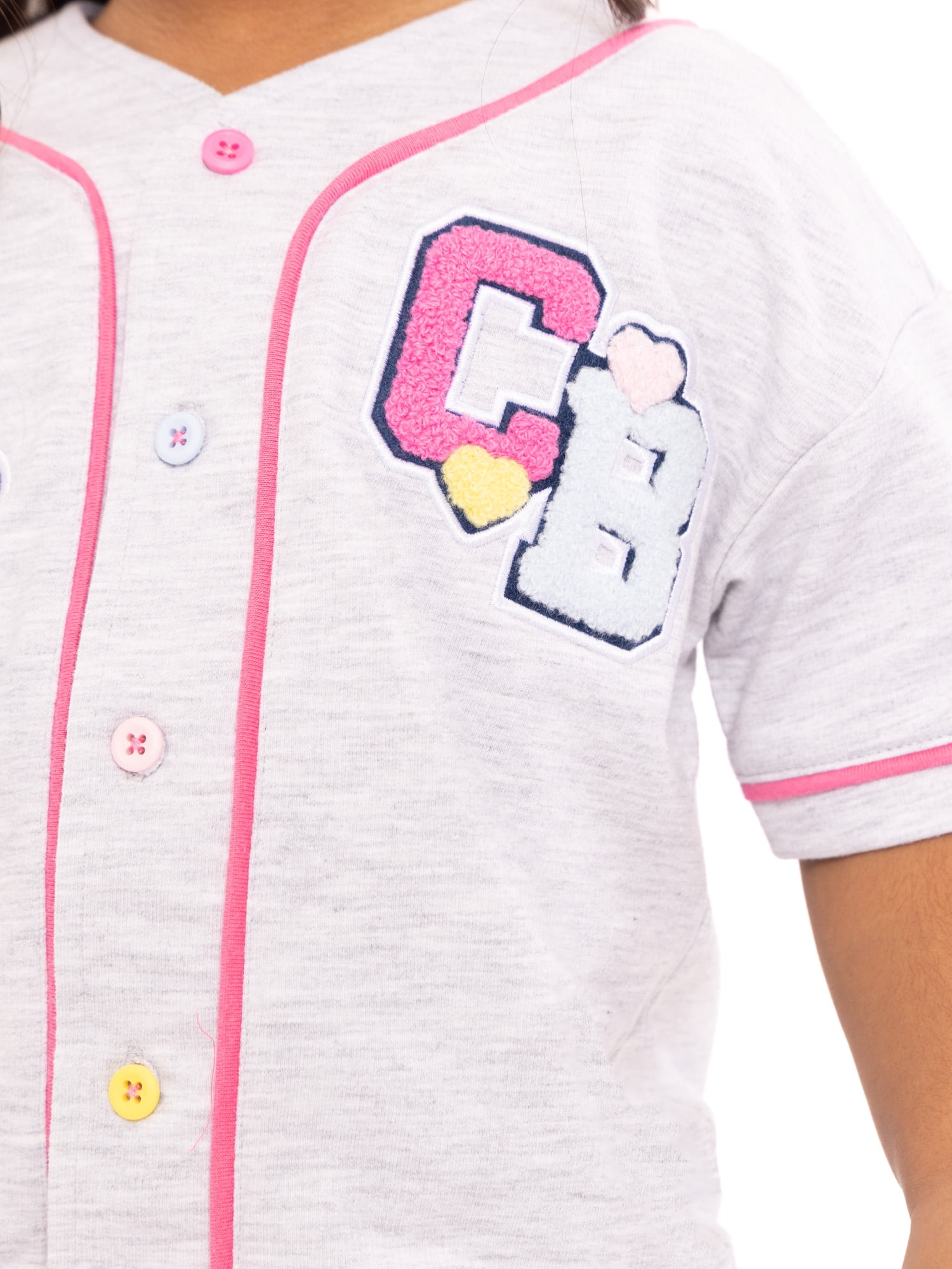 Care Bears Toddler Button Down Baseball Jersey with Short Sleeves, Sizes 12M-5T