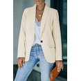 thumbnail image 3 of POGLIP Women's Beige Lapel Collar Button Pocket Blazer, 3 of 6