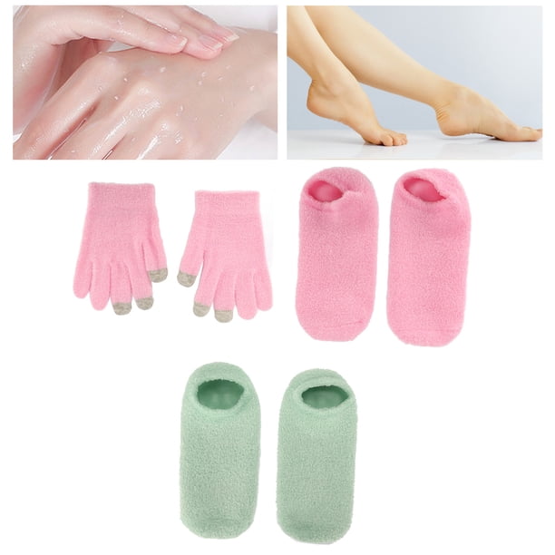 Guantes de Gel, Guantes de Gel Calcetines Hidratantes de color Verde Rosa para pastel Seco Agrieta