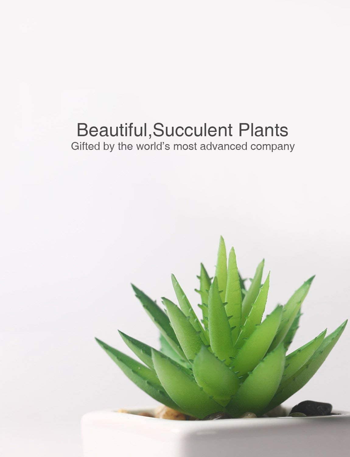 Fake Succulents Plants Artificial Potted Faux Plant in Mini Square White Pots for Home Office Bathroom Desk Shelf Decor Set of 4(Green)