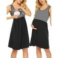 thumbnail image 2 of Celivon Womens Sleeveless Maternity Nursing Dress Solid Color Summer Breastfeeding Dress Flattering Comfy Pregnancy Clothes, 2 of 8