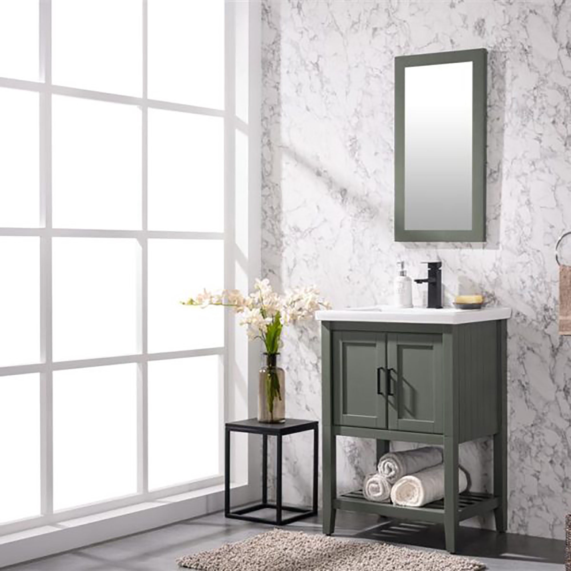 Furniture Indoor Home Decorative Bathroom, Washroom, Kitchen 24" Kd Pewter Green Sink Vanity