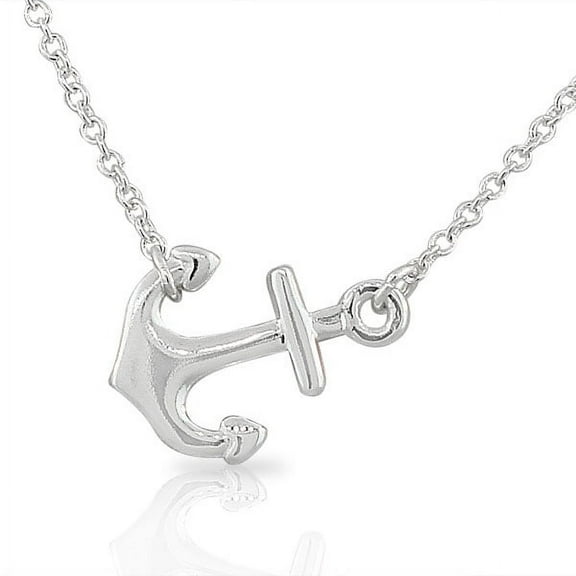 Sterling Silver Polished Sideways Pendant Necklace