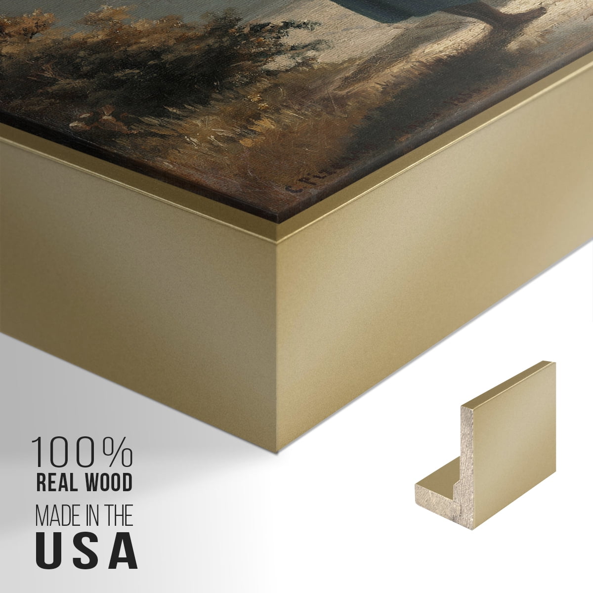 Vintage Landscape-CIX By Wexford Home Framed in Gold Wood Gallery Wrapped Canvas 25 in. x 37 in.