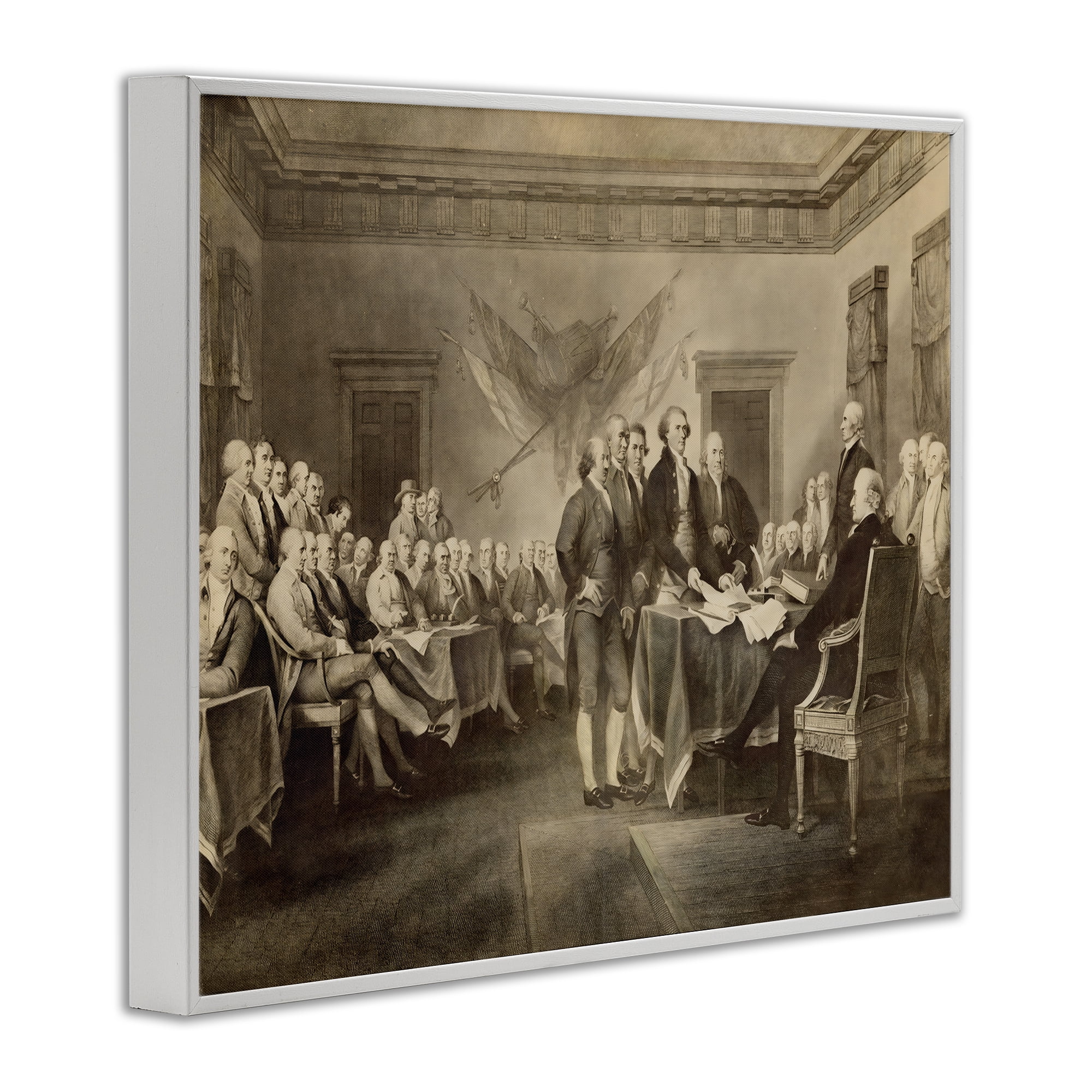 Stupell Industries Historical Signing Of Declaration White Framed Giclee Art, design by Arlington Prints