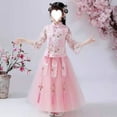 thumbnail image 2 of EnJoCho Girls Chinese Traditional Dress New Year 𝖥loral Embroidered Chinese Knot Mesh Sleeve Tutu Tulle Skirt Set Traditional Chinese Dress 𝖥loral Embroidered Dress, 2 of 5