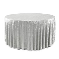 YOUR CHAIR COVERS - 120 Inch Round Crushed Velvet Tablecloth for Weddings, Quinceanera, Events or Baby Shower - White