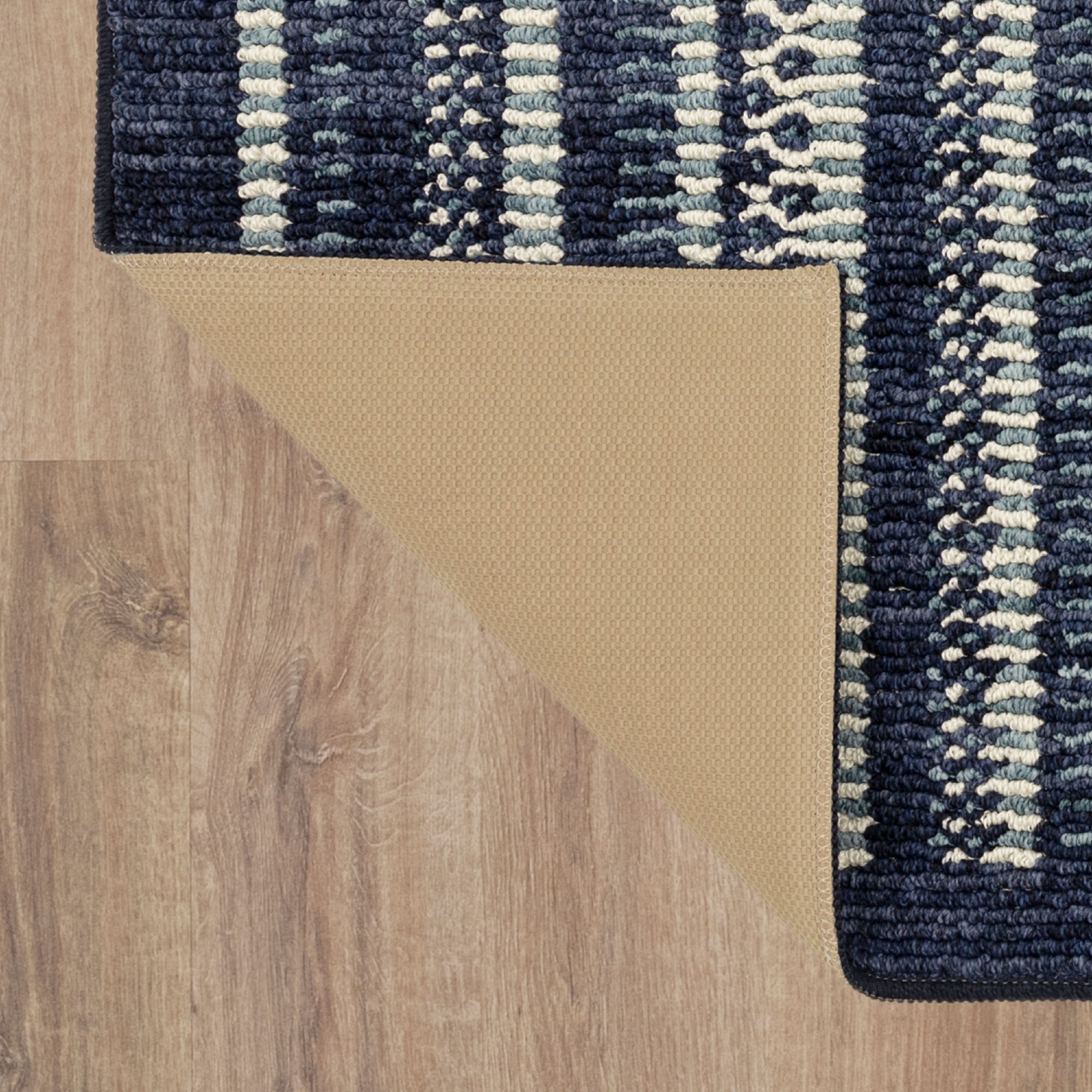 Mohawk Home Blue Collection Striped Geometric Modern Runner Rug, Blue, 1'8" x 3"