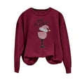 thumbnail image 2 of Pink Christmas Tee Shirt Womens,Women's Christmas Pink Santa Print Pullover Tops Novelty Funny Sweatshirts Loose Casual Long Sleeve Crewneck Shirt, 2 of 4