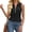 Black, variant on Summer Sleeveless Half Sleeve Solid Knit Tops Lapel Tank Vest