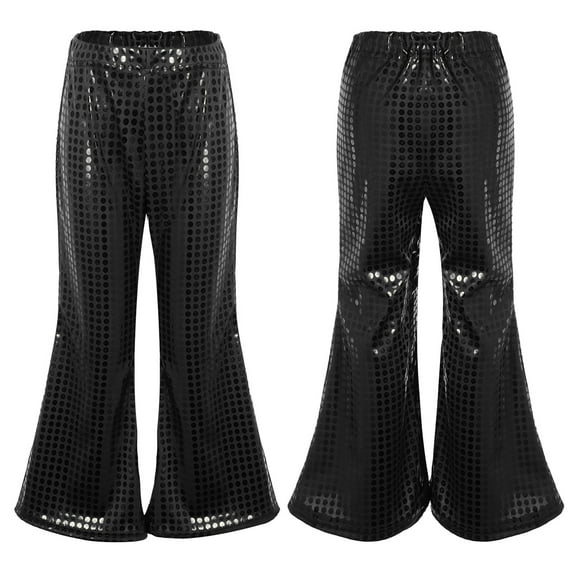 DPOIS Girls Shiny Sequined Hip Hop Pants Disco Jazz Dance Costume