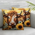 thumbnail image 3 of GOSMITH  Kids Cow Fur Throw Pillow Covers  Highland Cow Square Cushion Covers Set of 4 for Boys Teens Decor Highland Cattle Pillow Covers Home Decor Wooden Floral, 3 of 5