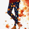 thumbnail image 2 of XJDJHC Thanksgiving Leggings For Women Maple Leaf Pumpkin Print High Waisted Tummy Control Graphic Funny Workout Gym Stretchy Yoga Pants, 2 of 5