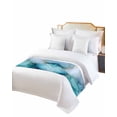 thumbnail image 2 of Xipuska Teal Blue Marble Bed Runners for Cal King Size Bed, Decorative Bed Throws for Foot of Bed, Modern Abstract Art Marble Crack Bed Runner Sofa Throw Bedding Scarf Protector Slipcover for Bedroom, 2 of 6