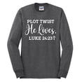 thumbnail image 2 of Wild Bobby Plot Twist He Lives Luke 24:23 Inspirational/Christian Men Long Sleeve Shirt, Heather Black, X-Large, 2 of 5