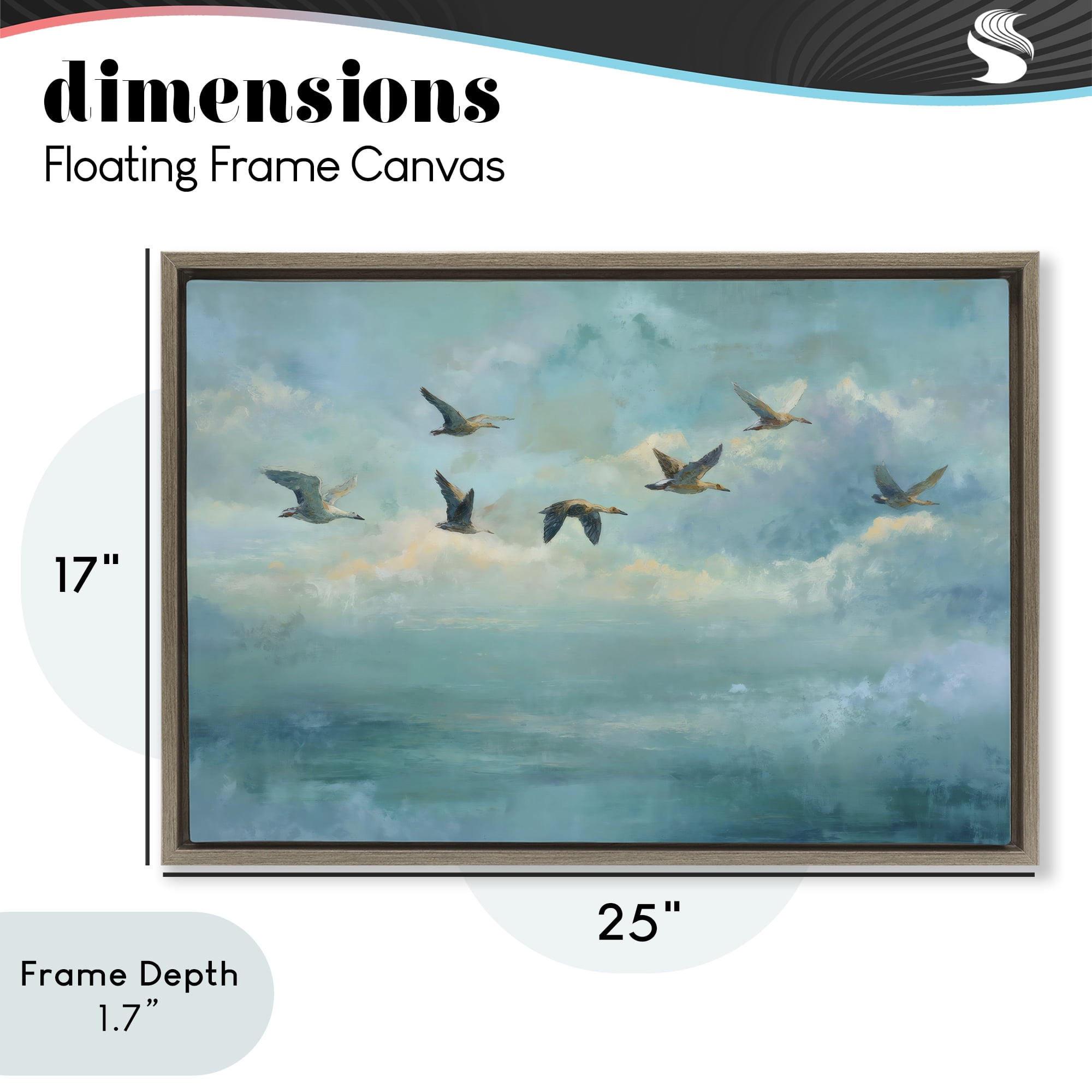 Stupell Industries Blue Skies Geese Brown Framed Floater Canvas Wall Art, design by Petal Prints Design