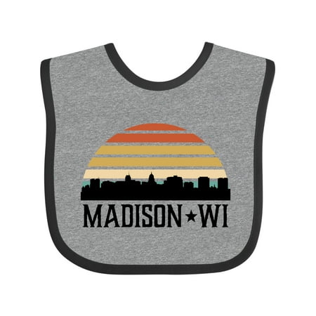 

Inktastic Madison Wisconsin Skyline Retro Sunset Gift Baby Boy or Baby Girl Bib