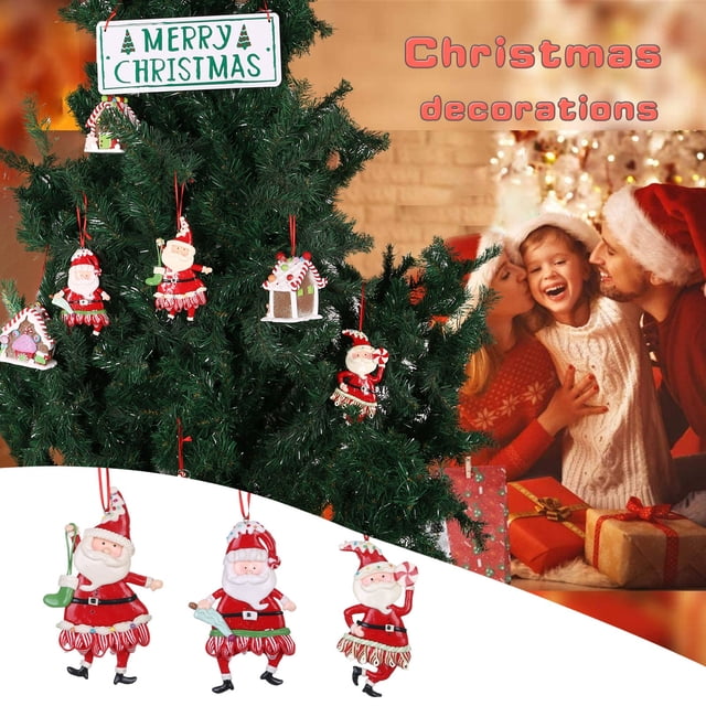 Fiudx Decoración del hogar Adornos navideños Adornos de Papá Noel Adornos para árboles de Navidad