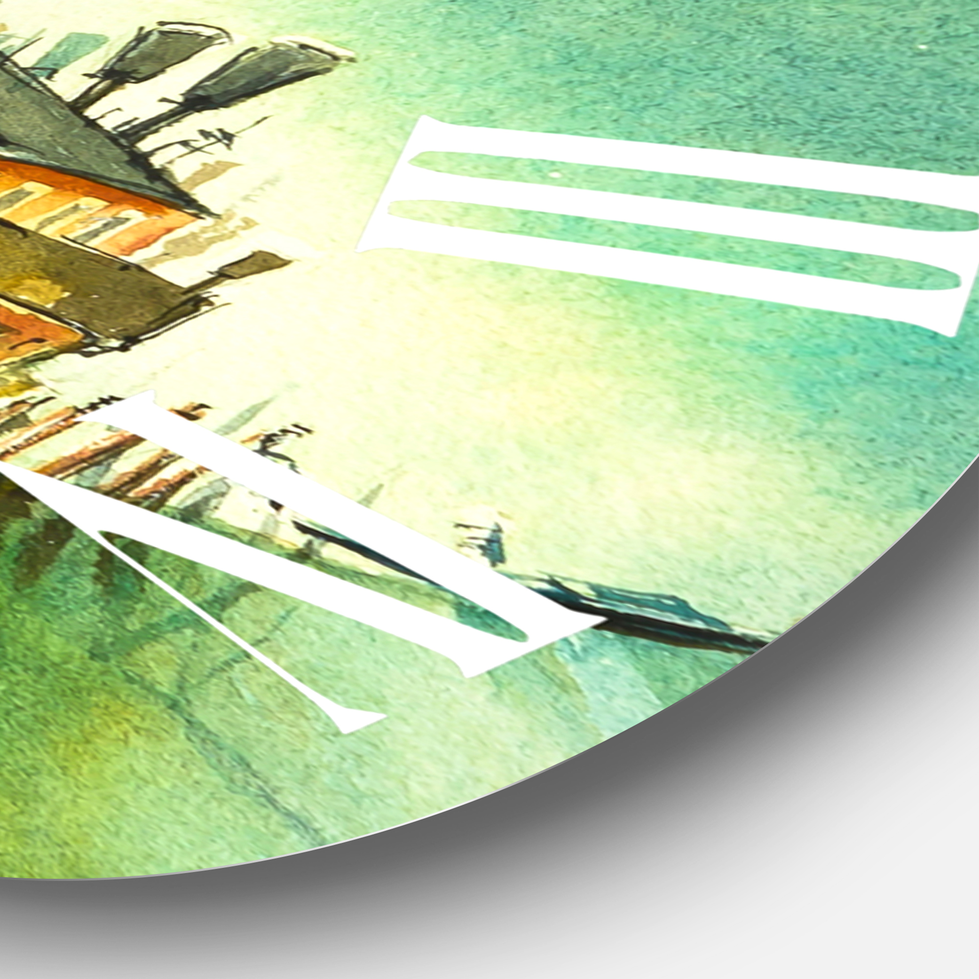 Designart 'Idyllic Island Of Venice At Night' Modern Wall Clock
