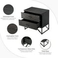 thumbnail image 7 of COZAYH Modern 2-Drawer Nightstand, Contemporary Line Accent End Side Table with Black Metal Base for Bedroom, Living Room, Office, Distressed Black, 7 of 7