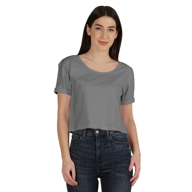 Inkmeso Regular Street Style Crop Top Scoop Neck Tee For Womens Cotton Tshirt