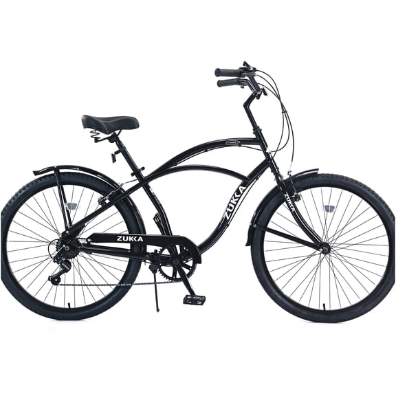 JERFIT Men's 26 Inch 7 Speed Cruiser Bike, Steel Frame Beach Cruiser Bicycle with Shimano Drivetrain for Comfortable Commuting & Leisure Riding