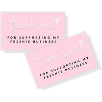 Thank You for Supporting My Freshie Business Cards Physical Printed 2x3.5" inches Business Card Freshies Supplies Pink Card with Pink Hat and Fringe Design