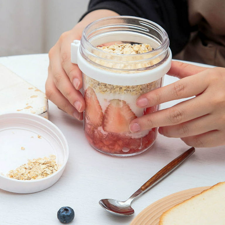 Overnight Oats Jars with Spoon and Lid 16 oz [2 Pack], Airtight
