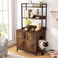 thumbnail image 1 of Litter Box Enclosure, Industrial Cat Cabinet with Shelves and Doors, Wood Pet Crate Hidden Cat Washroom for Most of Litter Box, Indoor Cat House Furniture, Rustic Brown, 1 of 7
