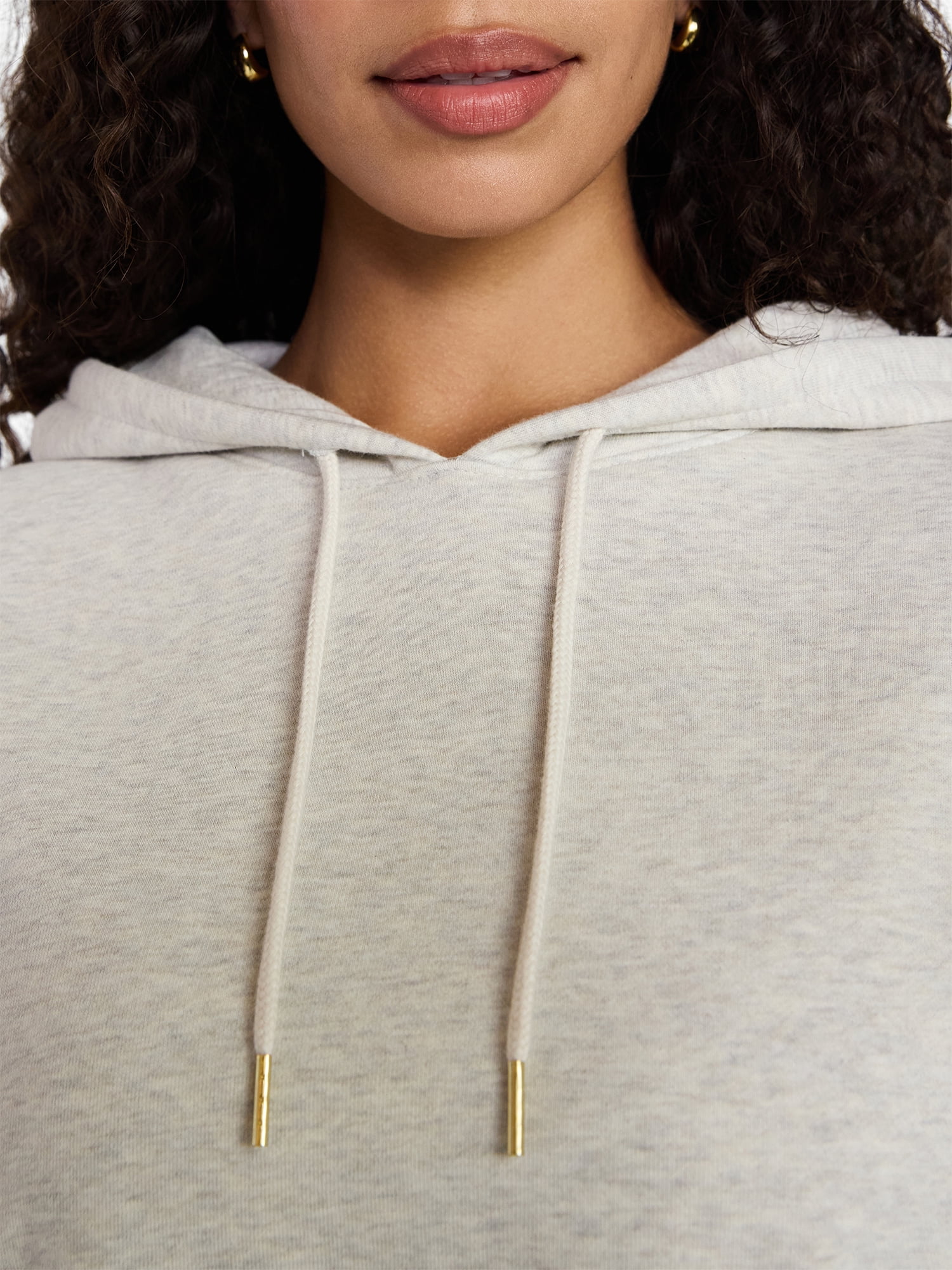 Time and Tru Women's Bubble Hem Pullover Hoodie with Long Sleeves, Size XS-XXXL
