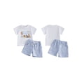 thumbnail image 2 of BemeyourBBs Infant Baby Boys Birthday Outfits 1st Years Old Birthday Clothes Letter Animals Print Short Sleeve T-Shirts Elastic Waist Plaid Shorts Set 2Pcs Spring Summer Clothes, 2 of 9