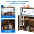 thumbnail image 3 of DEXTRUS Industrial Wine Bar Cabinet with Adjustable LED, 55" Coffee Bar Cabinet, Rustic Brown, 3 of 6