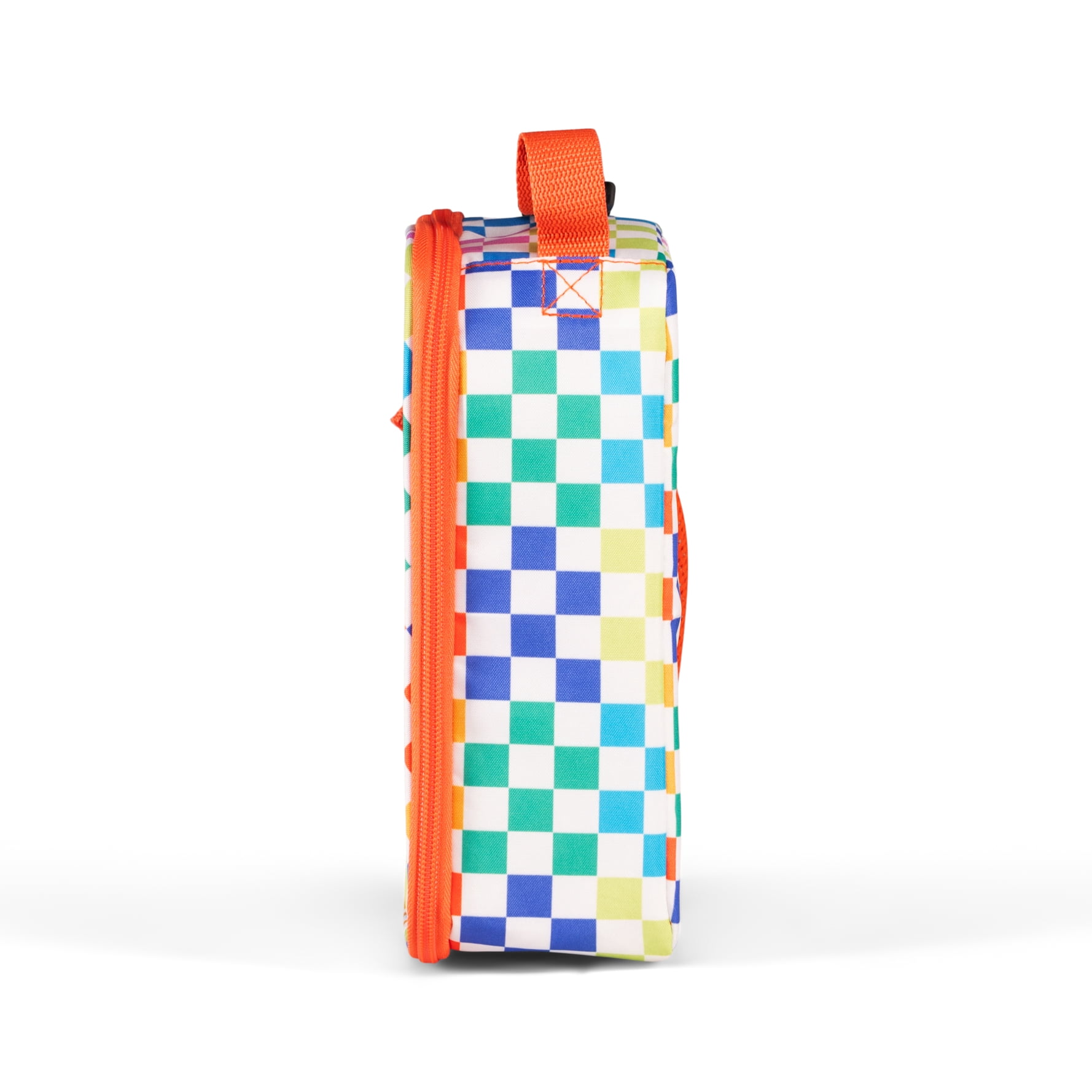 Mainstays Kids Checkered Insulated Polyester Reusable Lunch Bag with Mesh Side Pocket, Multicolor Checkered