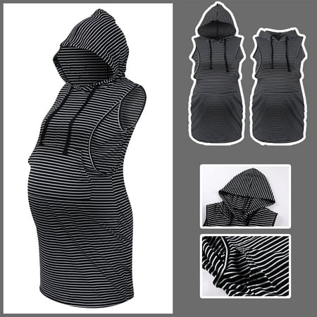 

Pregnant Gifts For First Time Mom Pregnant Women Clothes Maternity Breastfeeding Striped Hooded Dress With Pocket