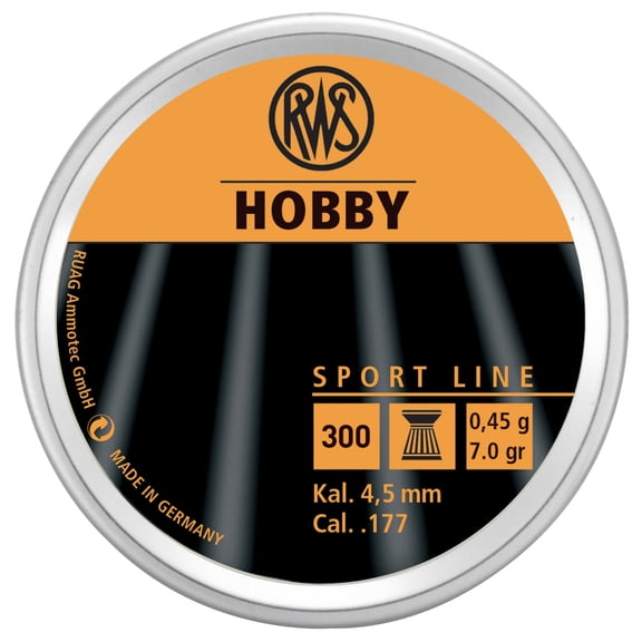 RWS Hobby .177 Cal Air Gun Pellets 300 Count 7.0 Grain Lightweight Training Target Shooting Pellets