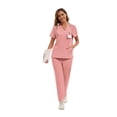 thumbnail image 7 of LYMAYTER Solid Color Medical Uniform for Women V-Neck Multiple Colors Nurse Uniform Comfort Ventilate Outfit for S-2XL, 7 of 7