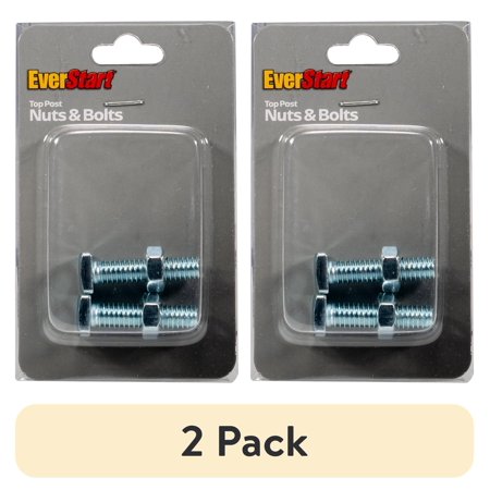 (2 pack) Everstart 923-2W Top Post Replacement Bolts and Nuts, Plated Steel
