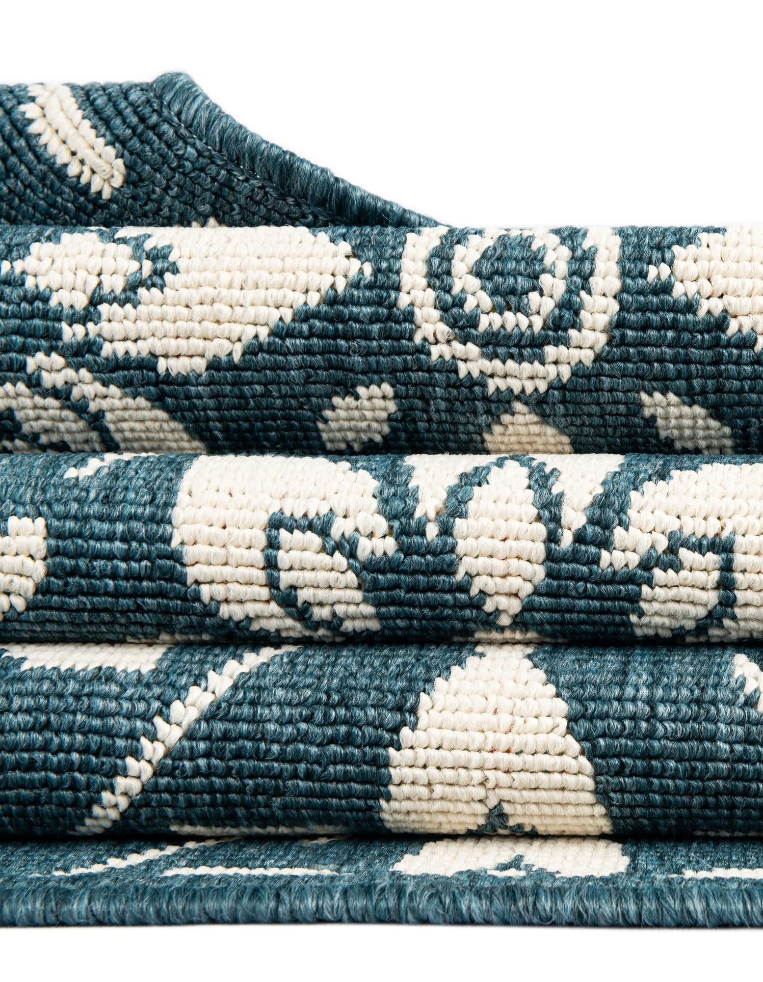 Unique Loom Outdoor Trellis Collection Area Rug - Tiles (2' x 3' 1" Rectangle Navy Blue/Ivory)