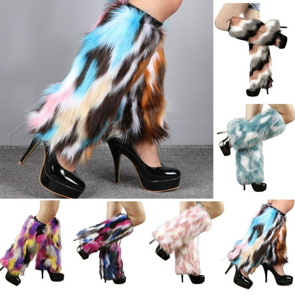 Dengjunhu Women Furry Leg Warmers Faux Fur Boot Covers Fluffies Cuffs